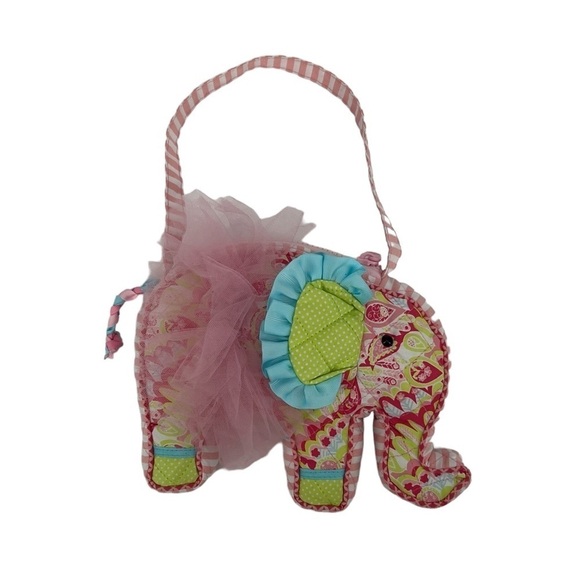 Elephant Pink Blue Paisley Tulle Hand Bag Purse - Picture 1 of 5